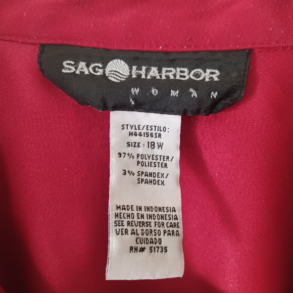 Sag Harbor Woman Shirt Top 18W Button Up Classic Career Office Staple - Picture 5 of 8